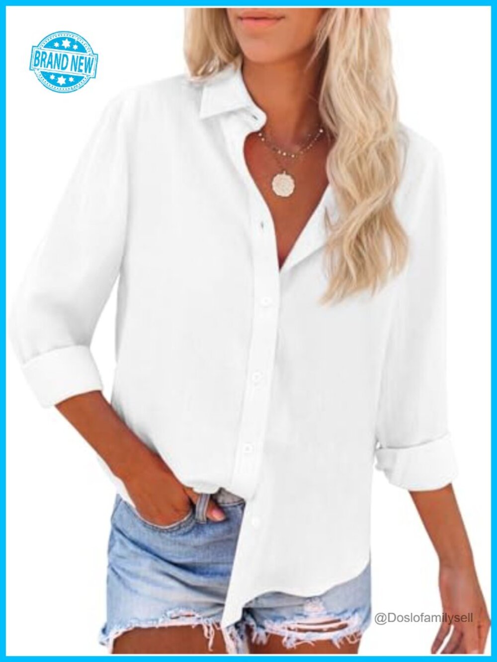 Cotton Oxford Button Down Shirt Long Sleeve Blouse
